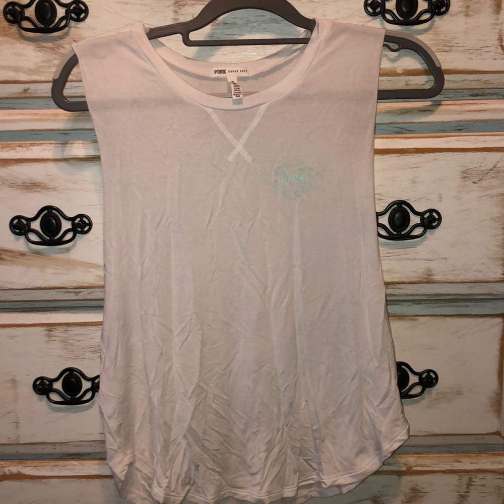 PINK White Tank Top